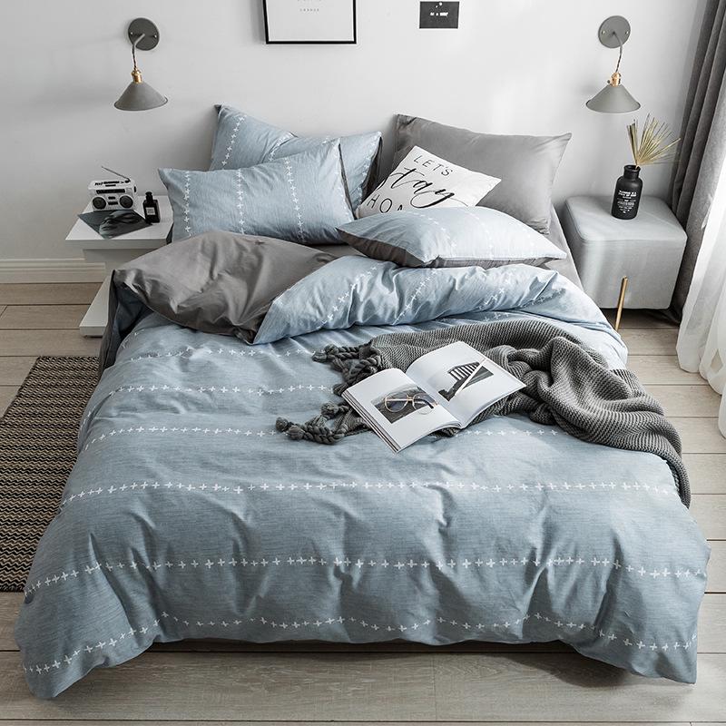 Comfort Cotton 3/4 Pcs Duvet Cover Set Bedspread Fitted Sheet Bedding Set Simple Bedclothes