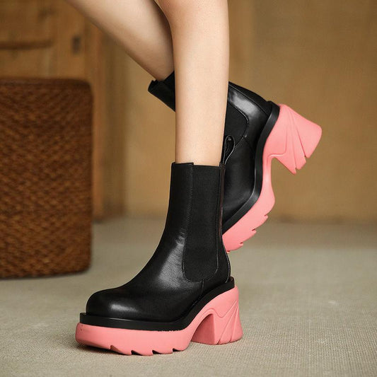 Martin Boots Women's Autumn 2021 Thinner Thick-soled British Style Soft Leather Tide Boots