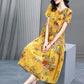 Women's Summer Plus Size Loose Long Print Dress Round Neck Slim Dress