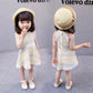 Girls' Summer Korean Style Dot Bohemian Dress Round Neck Sleeveless Dress Lace Cute Baby A-line Skirt