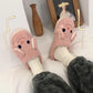 Women Unisex Winter Home Slippers Leather Waterproof Non Slip Slippers Plush Warm Indoor