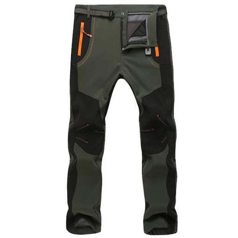 Autumn and Winter Thickened Fleece Pants Men's Outdoor Warmth, Waterproof, Windproof, Breathable Soft Shell Trousers Sports Mountaineering Overalls
