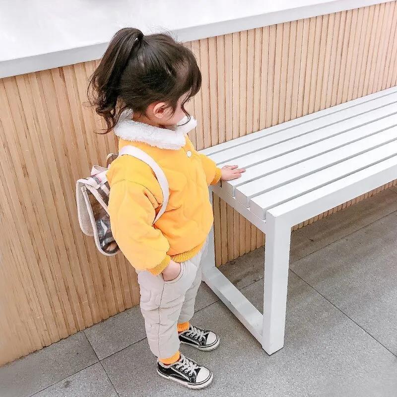 Girls' Winter Cotton-padded Clothes Suit Tide Baby Plus Velvet Thickening Two-piece Suit Children's Children's Western Style Cotton-padded Clothes