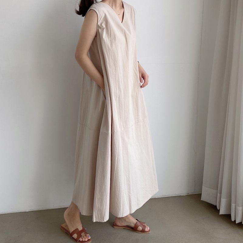 Maxi Dresses Summer Back Single Breasted Women's Dress Sexy Sleevless Loose Female Robe Dress Plus Size Dresses