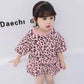 Girls' New Leopard Print Baby Summer Indoor Air-conditioning Suit Short-sleeved Shorts 2-piece Set