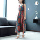 Fashion Boho Summer Cotton Floral Dress Female Vacationer Beach Large Size Printed Sleeveless Dress