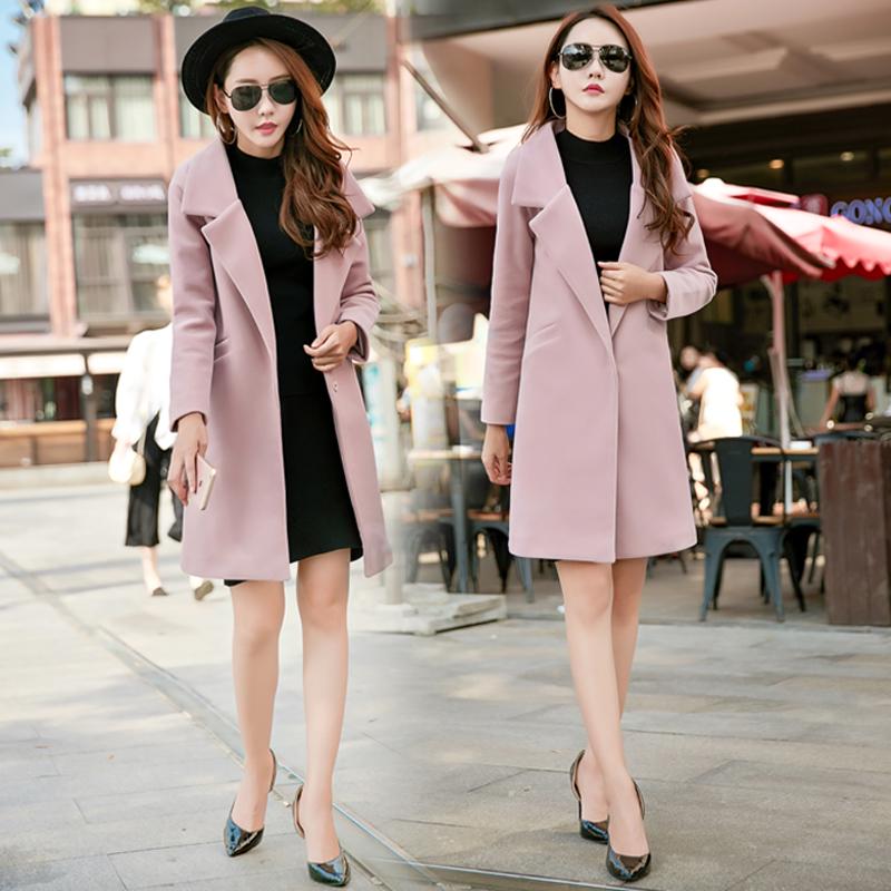 Woman Wool Coat Winter Jacket Women Slim Woolen Long Cashmere Woolen Coats Cardigan Ladies Overcoat