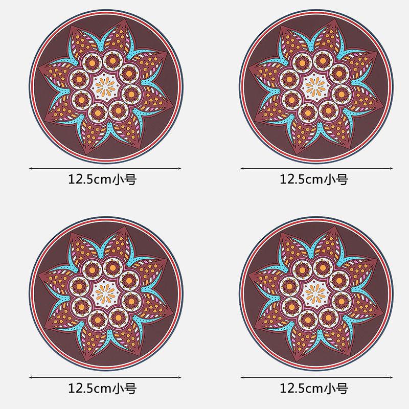 1/2/4pcs Mandala Pattern Creative Silicone Coaster Household Anti-scalding Mat Coffee Drink Coaster
