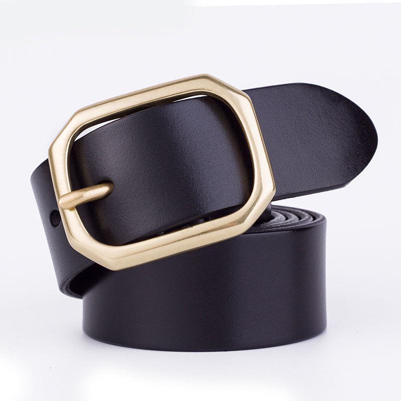 Genuine Leather Belt Men's Leather Casual Belt Waist Strap Alloy Pin Buckle Belt