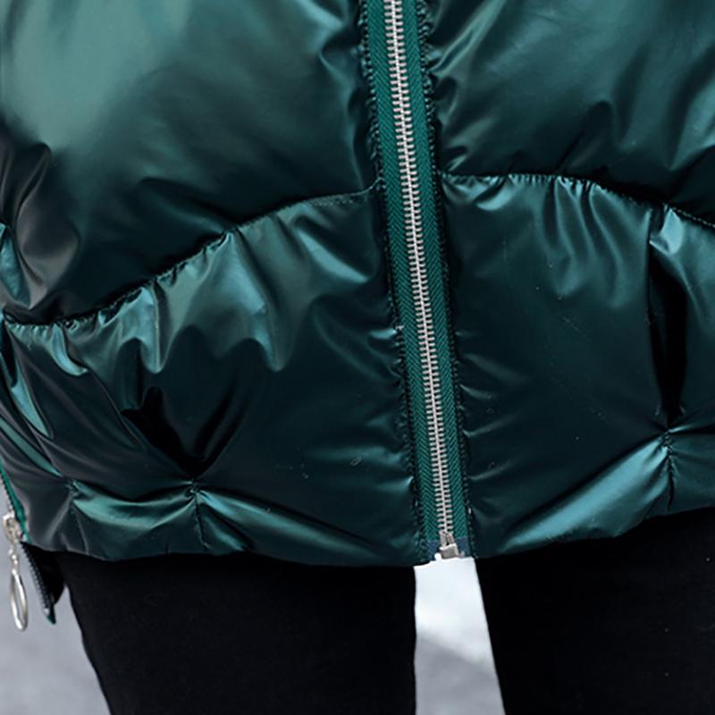 Fashion Women Winter Jackets Stand Collar Thicken Warm Down Coats Silver Bling Parkas 2021 New Lady Warm Jackets and Coat