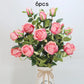 Artificial Rose Plastic Artificial Flower Home Living Room Retro Bouquet Set Bulgarian Rose Flower Arrangement Decoration
