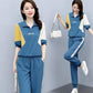 Fashion Suit Women's Casual Sportswear Summer Loose Short-sleeved All-match Leggings Pants Age-reducing Western Style Two-piece Suit