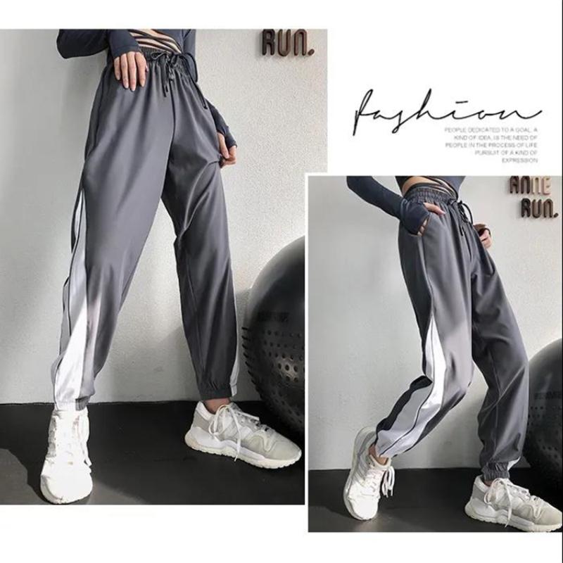 Sweatpants Women Loose-fitting High-waist Yoga Pants Quick-drying Running Casual Color Matching Striped Fitness Pants Thin Section