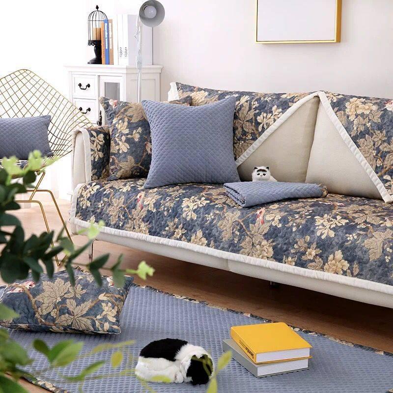 Modern Simplicity Sofa Towel Fresh Floral Fabric Cotton Sofa Cushions Couch Covers Non-slip