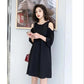 Summer Loose Strapless Bowknot Dress Loose and Thin Skirt Women's Mid-length Round Neck Strapless Simple Loose Dress Casual and Comfortable