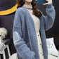 Autumn and Winter Zipper Casual Sweater Loose All-match Knit Top Pure Color Simple Female Jacket