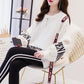 Personalized Round Neck Sweater Women Loose Letter Printing Irregular Split Hem Pullover Sweater Outer Wear