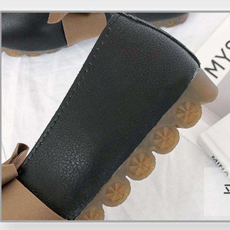 Loafers Flat Round Toe Single Shoes Women Shallow Mouth Flat-heeled Soft-soled Peas Shoes Sweet Bow Work Shoes Comfortable and Light