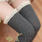 Slim Lace Lace Knee Sock  Female College Vesicle Flower Vertical Bowl Socks High Stockings  Leg Warmers