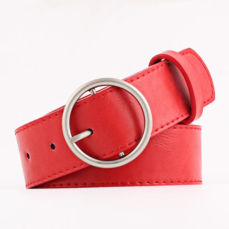Leather Belt Women Leather Vintage Casual Waist Belt Ring Pin Buckle