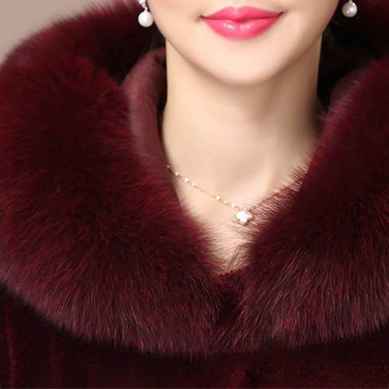 Fur Coat Women's Mid-length Coat Granular Fleece Imitation Lamb Hair Plus Size Thickening Mother's Dress