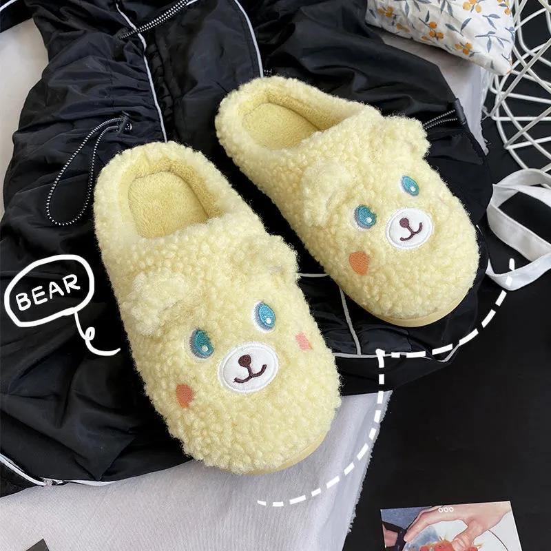 Autumn and Winter Pure Cotton Slippers Indoor Non-slip Soft-soled Shoes Warm Simple Plush Cotton Shoes