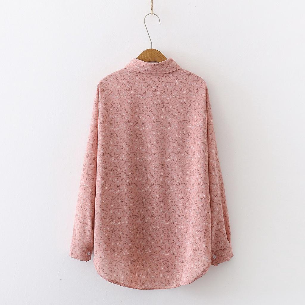 Korean Version of Spring Jacket Long-sleeved Design Sense Niche Chiffon Floral Shirt Women