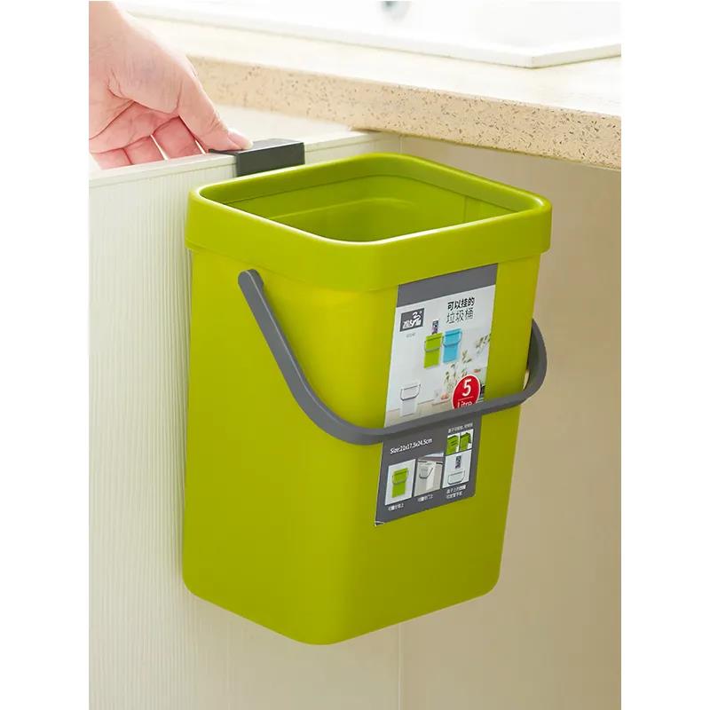 Kitchen Cabinet Door Hanging Trash Can with Lid Household Classification Wall Hanging Hanging Kitchen Waste Hanging Desktop Creative Storage