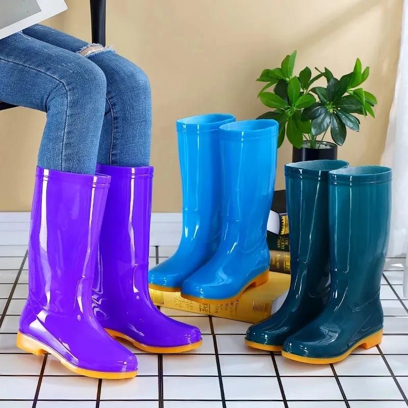 Rain Boots Women Boots for Women Waterproof Work Shoes for Girls Non-slip Knee High Water Boots Anti Skid Size 35-41