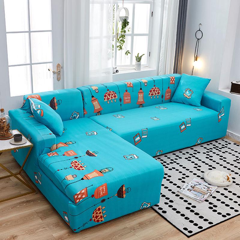L-shaped Sectional Elastic Non-slip Living Room Sofa Cover Multi-function Dust-proof and Cat-scratch Suitable for All Seasons