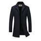 Men's Autumn and Winter Thick Woolen Coat Mid-length Slim Business Coat Winter Single-breasted Wool Trench Coat Solid Casual Suit Collar Warm Outfit