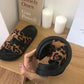 European and American Harajuku Style Student Fashion Outer Wear Leopard Print Slippers Female Summer Platform Double Strap Beach Sandals