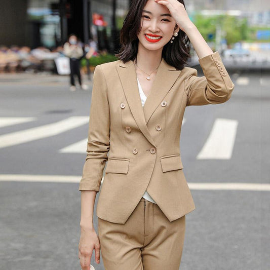 Spring and Autumn Suit Two-piece Suit Temperament Business Wear Fashion Casual Work Wear Formal Jacket Women