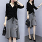 Women Summer Elegant Dress Irregular Casual Skirt Suit V-Neck Vintage Two-piece Set Slim Holiday Skirt Set