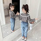 Girls Spring and Autumn Suits Thin Long Sleeves Casual Simple Natural Style Ruffle Decor Comfortable Two-Piece Set