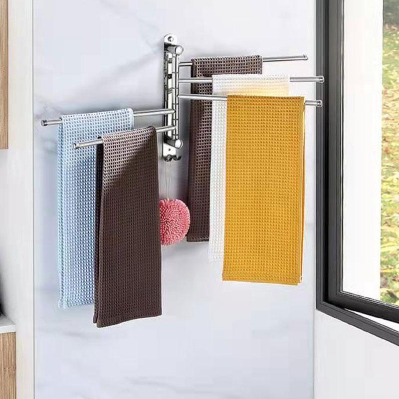 304 Stainless Steel Rotating Towel Bar Toilet Single Towel Rack Bathroom Toilet Bathroom Wall Hanging Porte Serviettes