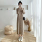 Long Sweater Over The Knee Retro Single-breasted Base Knitted Autumn and Winter Women's Dress