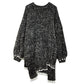 Beads Tassel Knitwear Women Loose Bling Silk Crew Neck Irregular Hem Pullover Sweater Dress