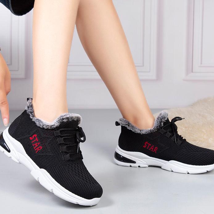 Women's Winter Breathable Flat Cotton Shoes Female Plus Size Plush Thickened Soft Sole Anti Slip Cotton Shoes