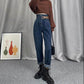 Ultra-high Waist Jeans Female Velvet Straight Loose Wide Leg Design Harlan Elder Radish Pants