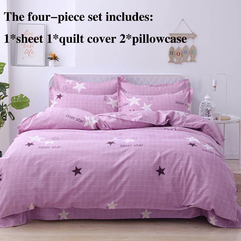 Thickened Pure Brushed Four-piece Bedding Bed Linen Quilt Cover Skin-friendly Simple Quilt Cover Student Dormitory