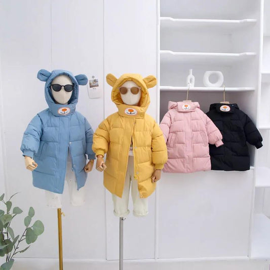 Children's Down Coat Mid-length Boys and Girls Padded Jacket Baby Korean Version Long Thick Super Cute Cute Winter Jacket