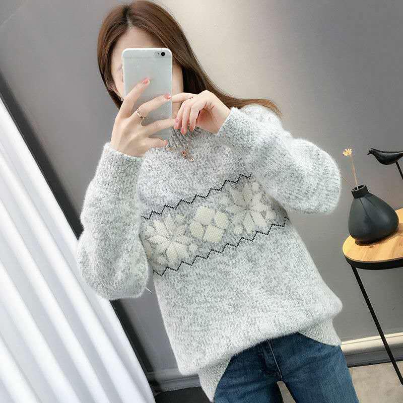 Autumn Winter  Women Fashion Sweater Casual Knitting Sweater Turtleneck  Pullovers Loose Casual Long Sleeve Sweater