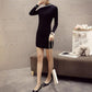 Autumn and Winter Slim Korean Jacket Mid-length Long-sleeved Sweater Bag Hip Knitted Dress