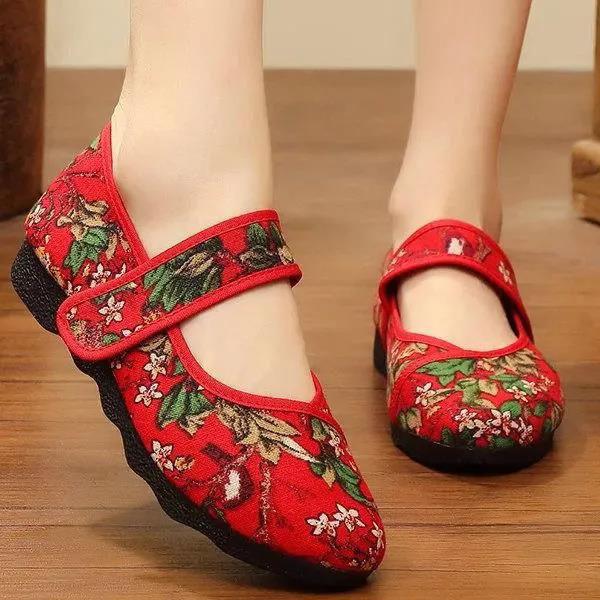 Women's Spring and Summer Comfortable Cloth Shoes Large Size Embroidered Soft-soled Work Shoes All-match Casual Single Shoes