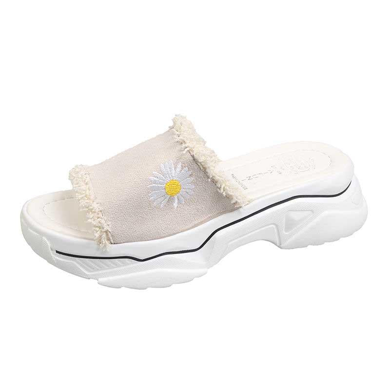 Size35-39 Summer Women Slippers Bohemian Beach Lightweight Slippers Wedge Platform Crystal Letter Sandals Outdoor High Heels