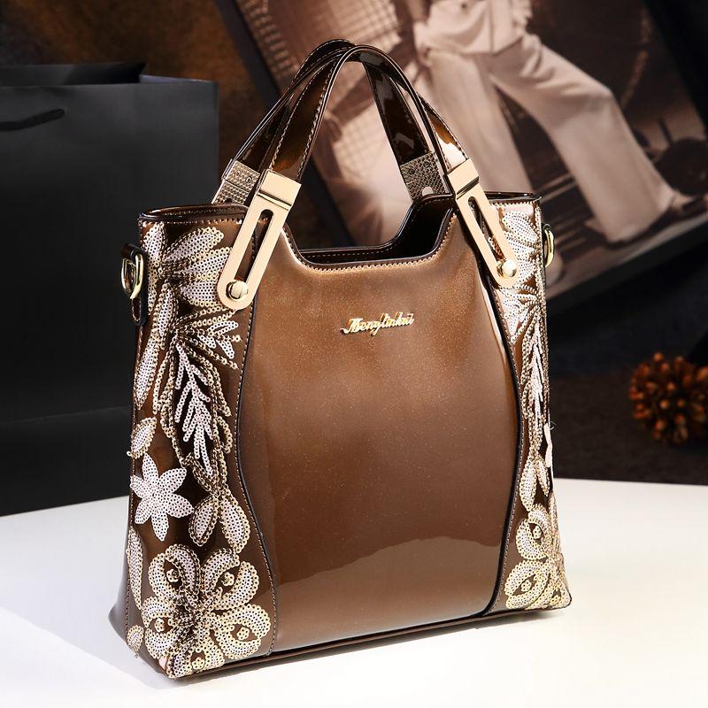 Patent Leather Shoulder Bag Female Evening Party Bag Handbag  Women Sequined Crossbody Tote