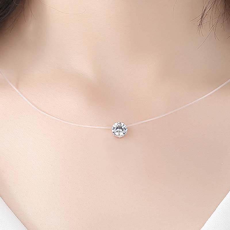 Popular Item Pendant Six Claw Round Necklace Translucent Invisible Fishline Clavicle Chain