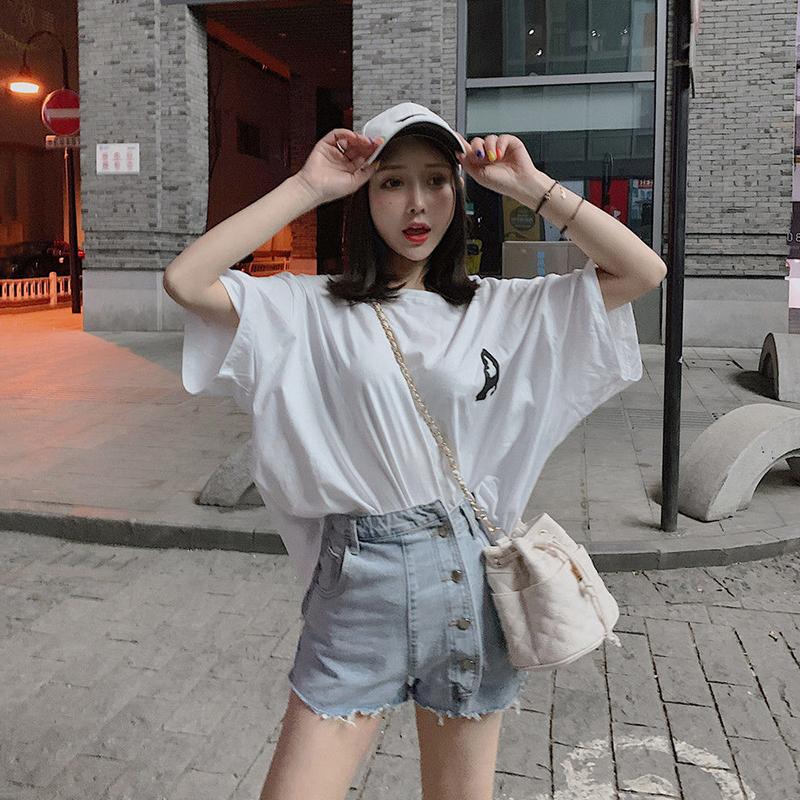 WTEMPO Irregular Buttons High Waist  Women Denim Shorts Loose Spring and Summer Casual Shorts