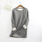 Women's Shirt Top Autumn Winter Plus Size Loose Thickened Velvet Warm Bottoming Round Neck Warm Clothing